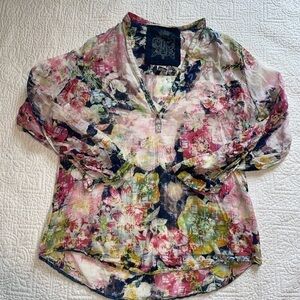 J.A.K. Cotton floral blouse made in the USA